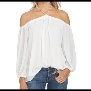 1. State Cold Shoulder chiffon blouse